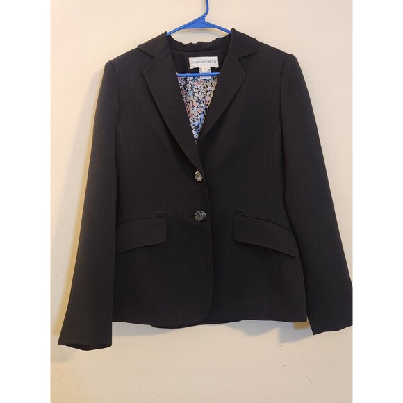 Jones New York Suit‎ Women's Size 6 Flower Lined Black Stripe Long Sleeve Jacket - Picture 1 of 9